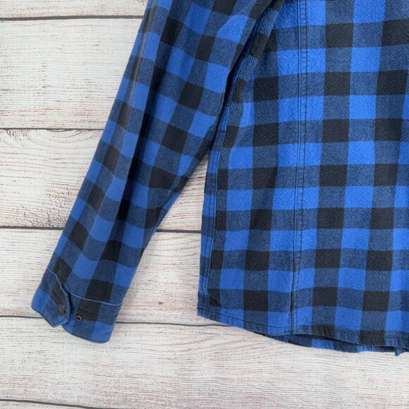 Levi's Lined Flannel Snap Down Shacket Jacket Men's Size Medium Blue/Black - Picture 8 of 15